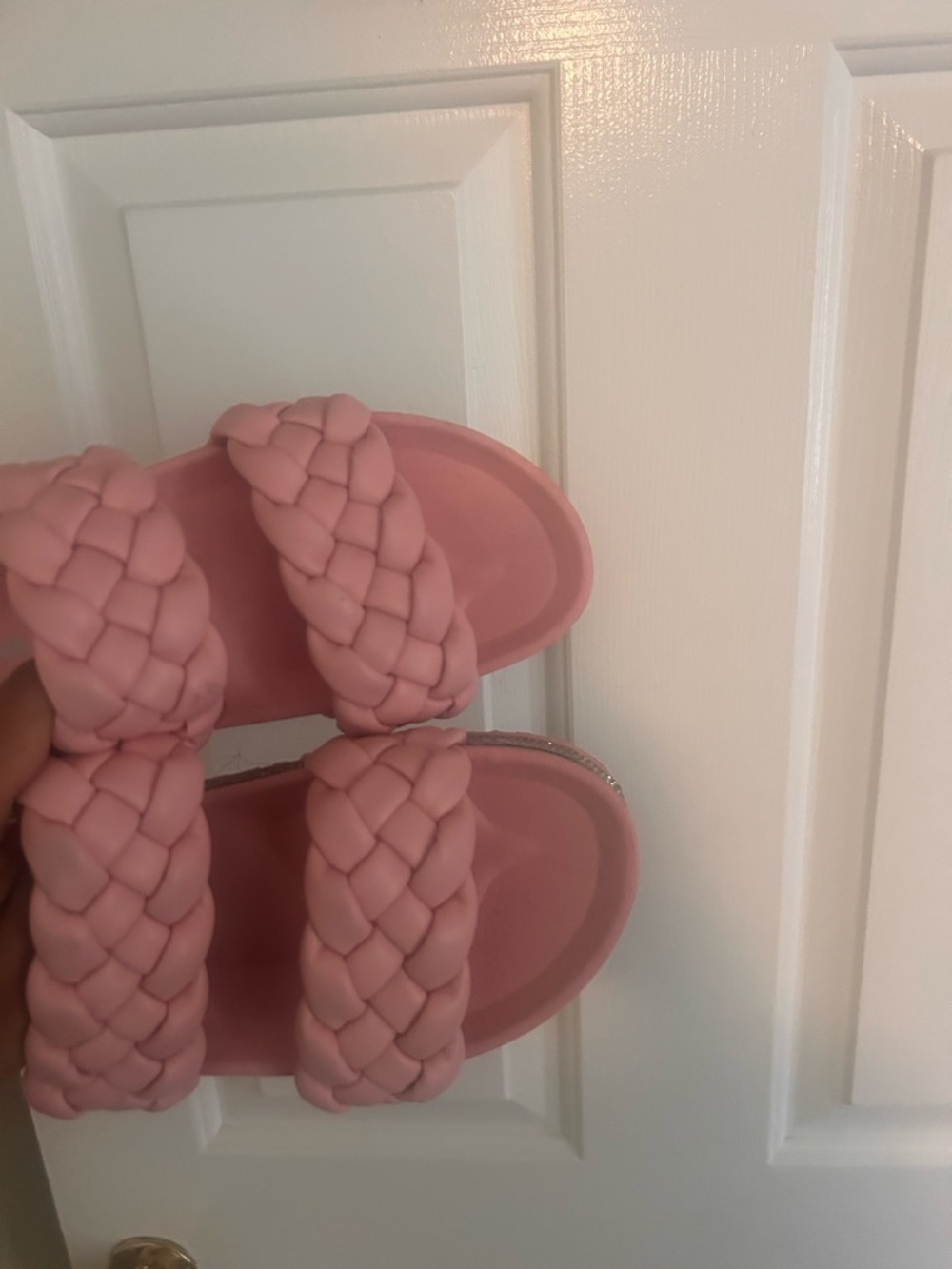 Pink Braided Platform Slide with Rhinestone Trim - Picture 4 of 4